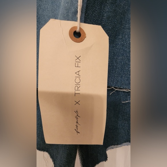 Free People Tricia Fix Split Denim Vest Halter Top Women’s Blue Size Medium - Picture 8 of 12